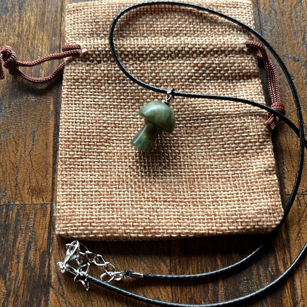 Jade Mushroom Necklace Crystal Mushroom Necklace Boho Jewelry Hippie Necklace